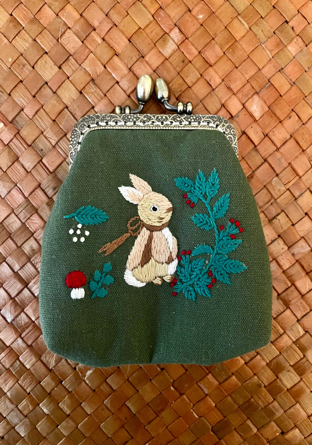 Embroidered Bunny Coin Purse