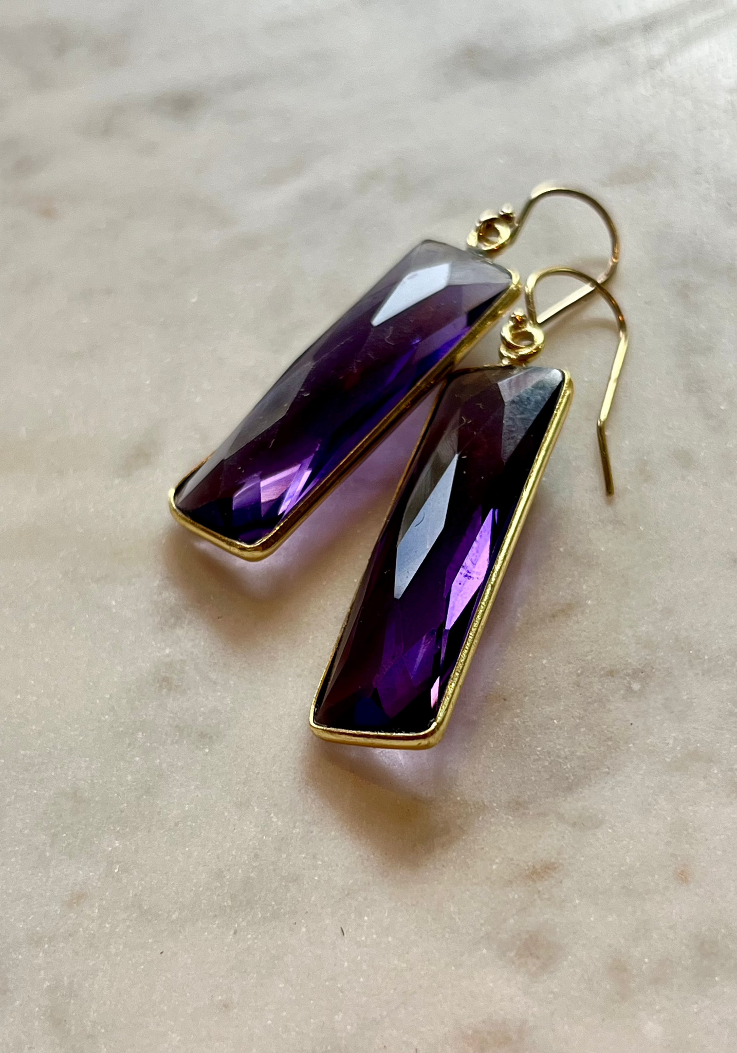Amethyst Rectangle Earrings