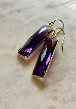 Amethyst Rectangle Earrings
