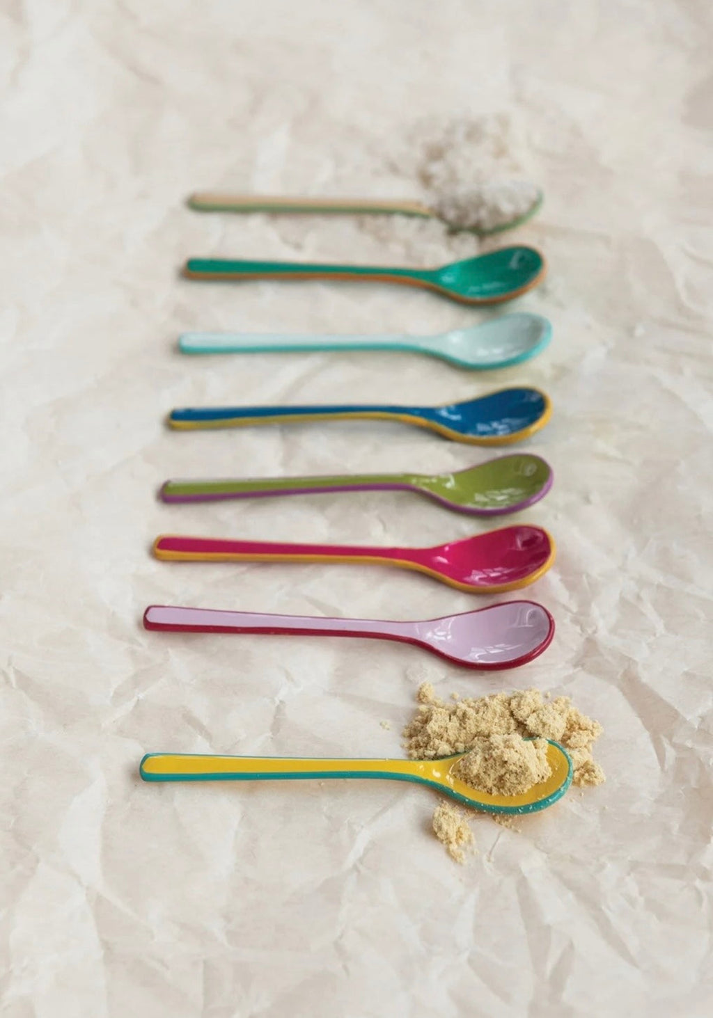 Set of Eight Enamel Salt Spoons