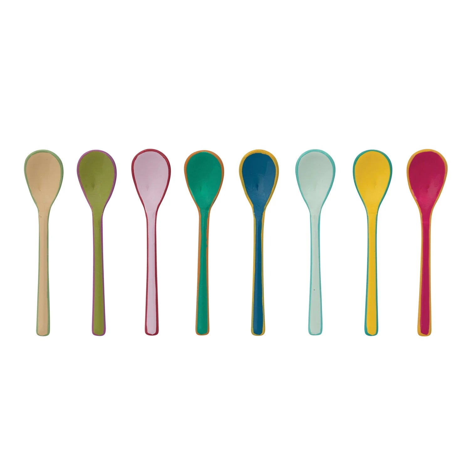 Set of Eight Enamel Salt Spoons