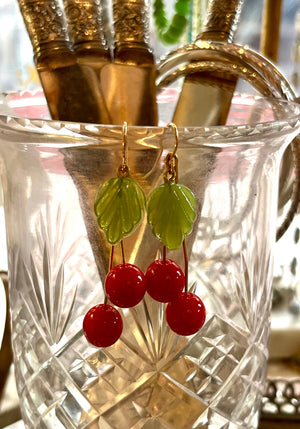 Dangling Cherry Earrings