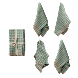 Woven Linen Gingham Napkin Set
