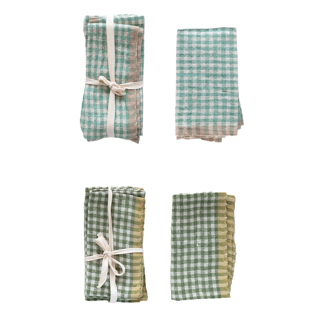 Woven Linen Gingham Napkin Set