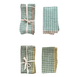 Woven Linen Gingham Napkin Set