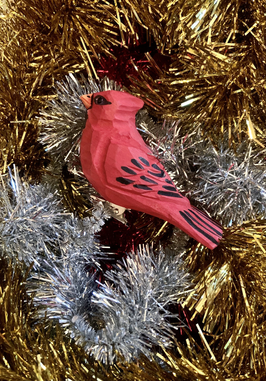 Carved Wood Cardinal Ornament