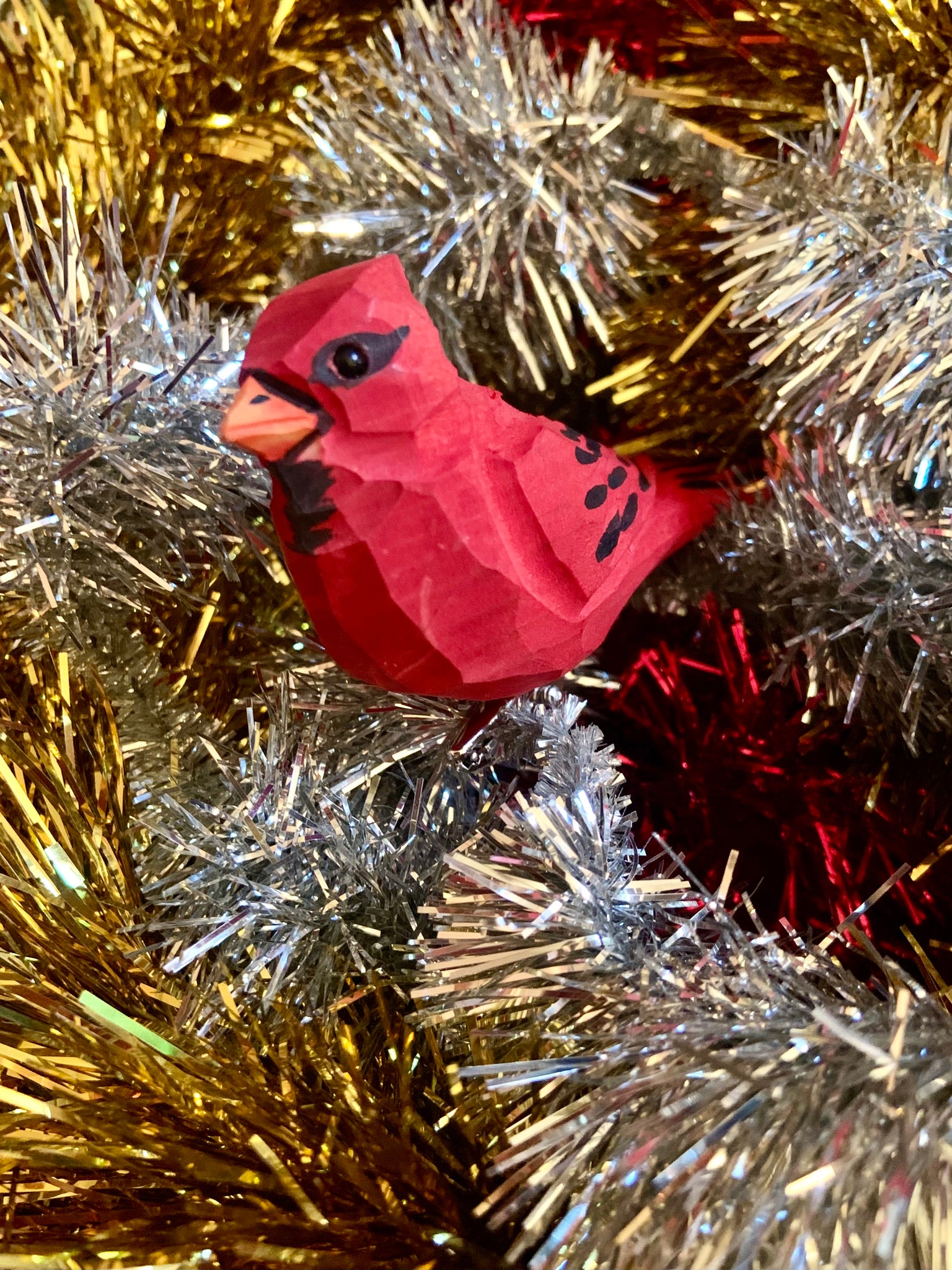 Carved Wood Cardinal Ornament