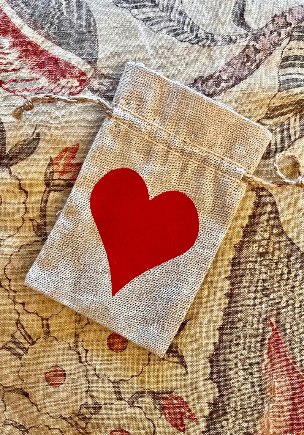 Small Heart Drawstring Bag