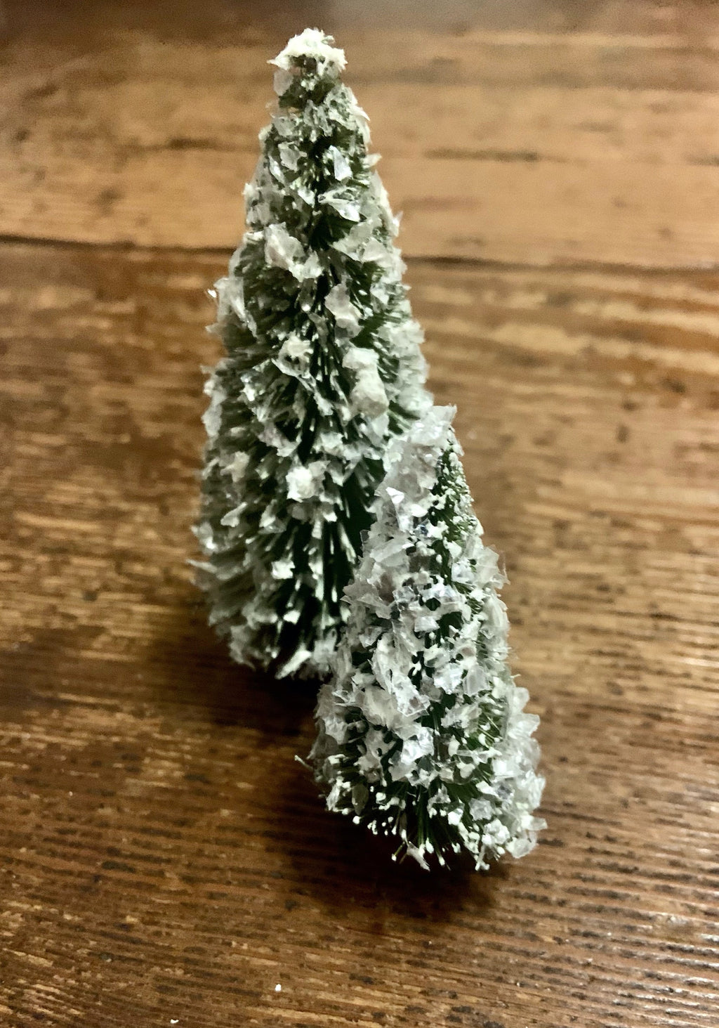 Set of Two Small Flaked Snow Trees